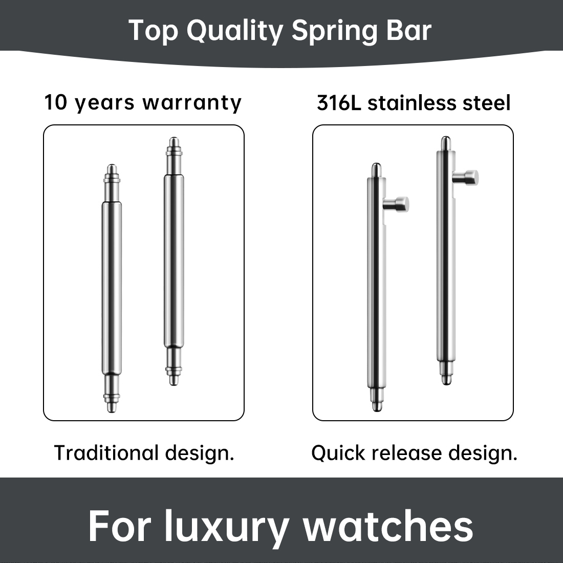 Curved Spring Bar - Maikes 316L 스테인레스 스틸 퀵 릴리스