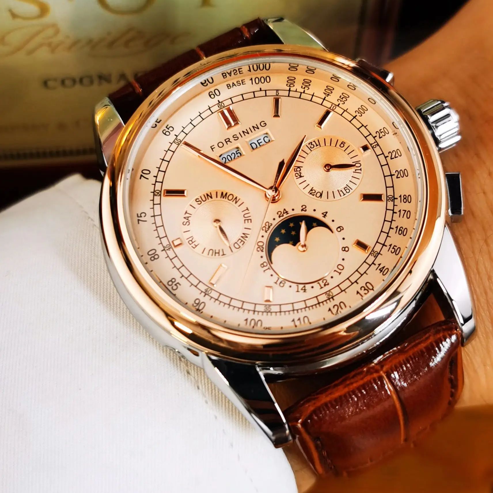 Seiko Watch Presage - Forsining 레트로 기계식 시계 문페이즈 상하이