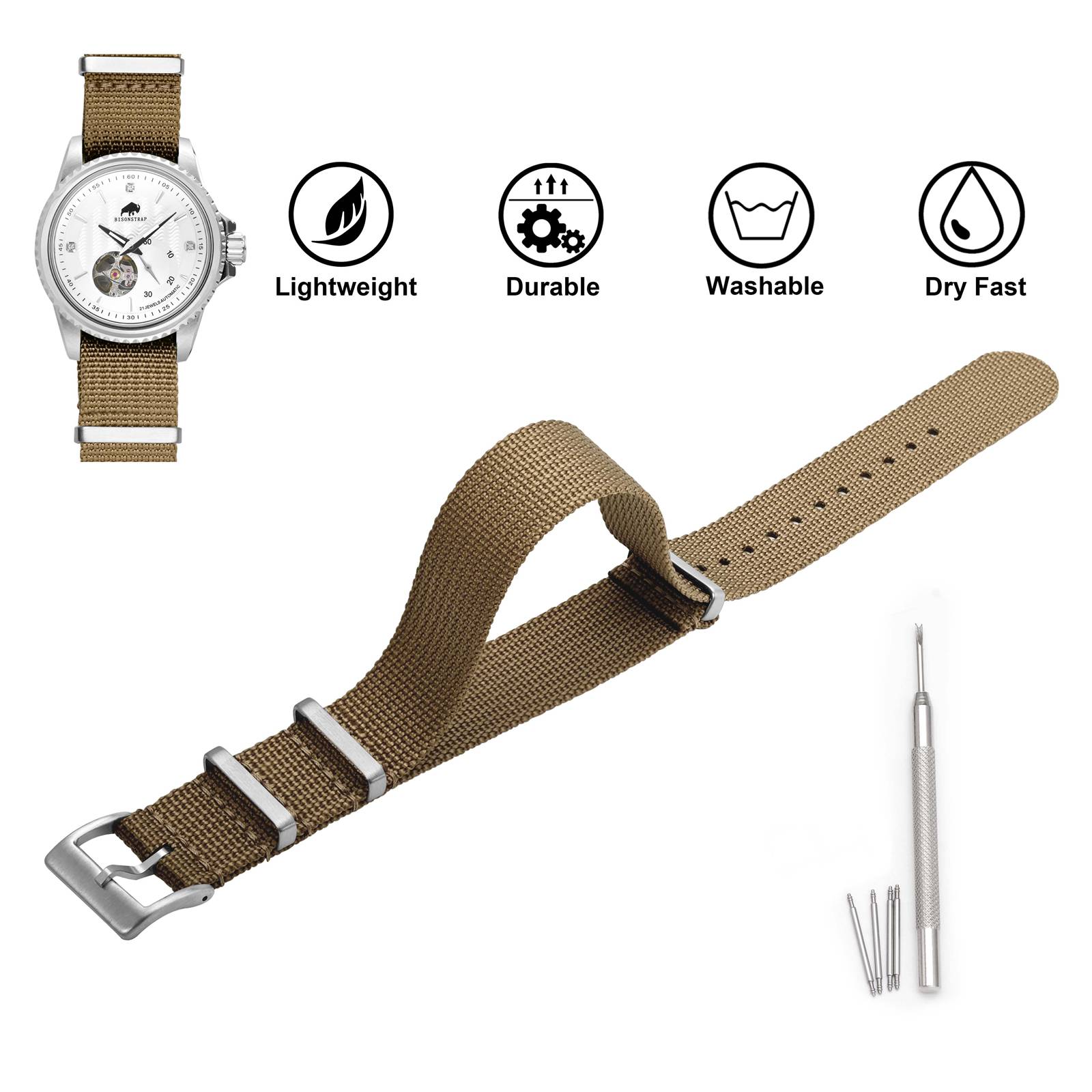 BISONSTRAP 남성용 시계 스트랩 18mm 20m - Suede Strap Watch 리뷰 및 가격